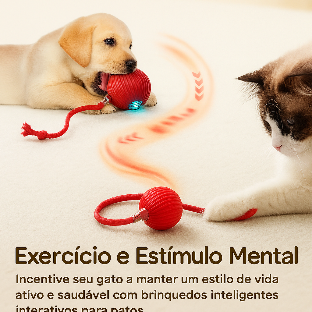 Brinquedo Interativo para Gato com Bola Rolante e Cauda