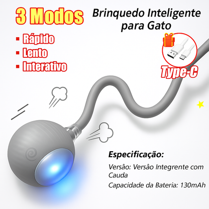 Brinquedo Interativo para Gato com Bola Rolante e Cauda