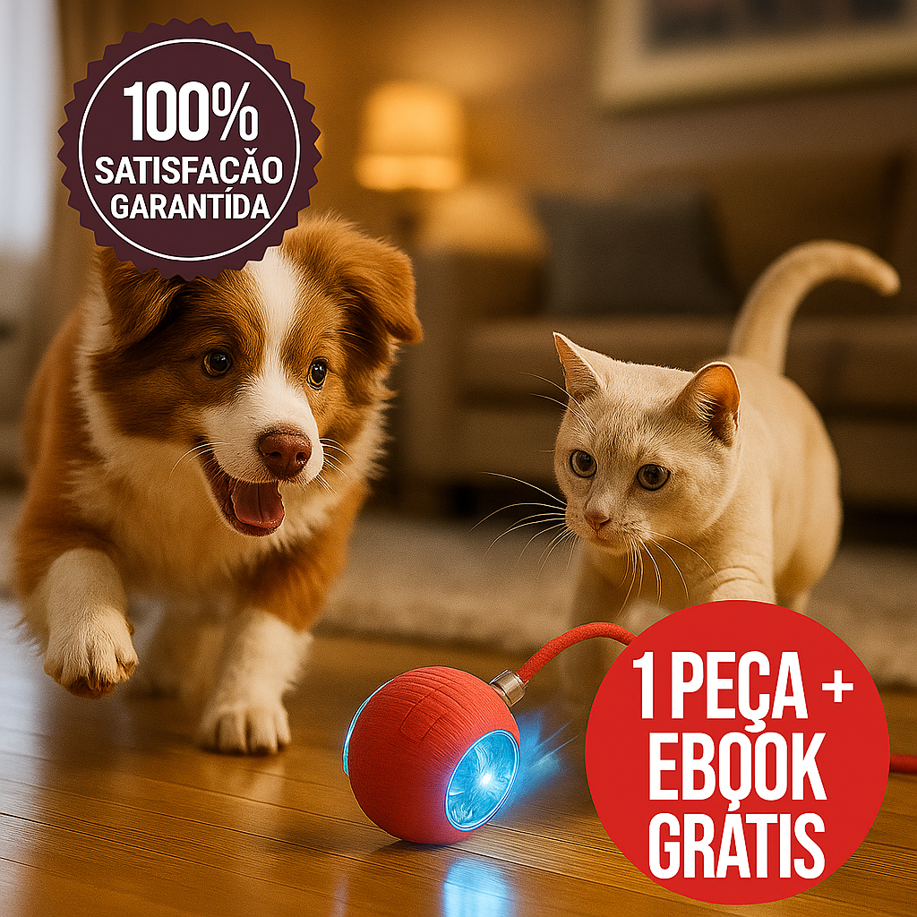 Brinquedo Interativo para Gato com Bola Rolante e Cauda